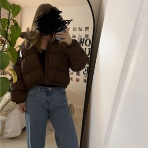 Brown puffer coat